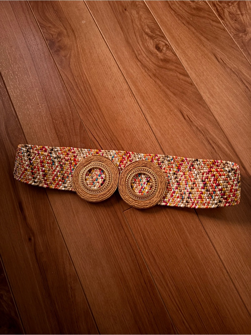 Multicolor Belt with Round Buckles